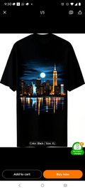 New  York at night tshirt black